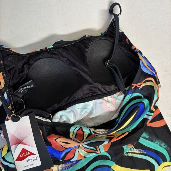 Maxine Of Hollywood Watercolor Expressions Two Tiered Tankini Top - Picture 9 of 13